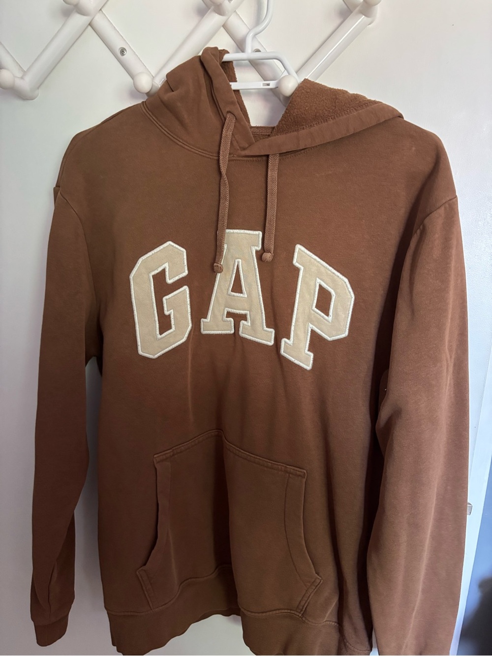 GAP Brown Pullover Hoodie with Cream Lettering